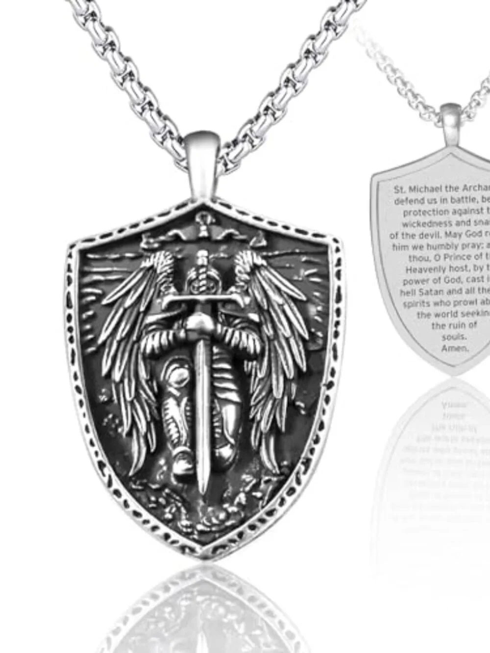BRAND NEW St Michael the Archangel Necklace, Stainless Steel